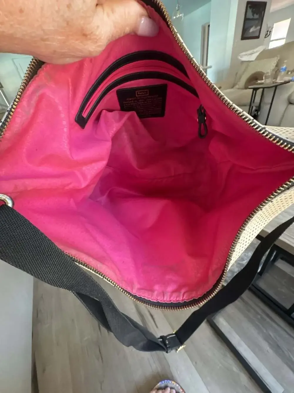 TOUS Perforated Hobo Shoulder Bag with Pink Lining